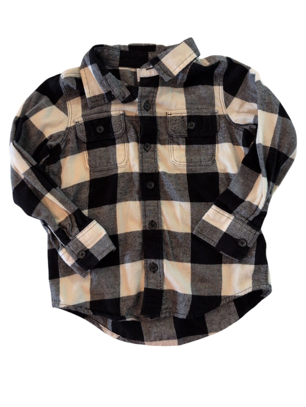 🍁2/$7🍁OLD NAVY Cream And Black Buffalo Plaid Button Down Shirt
